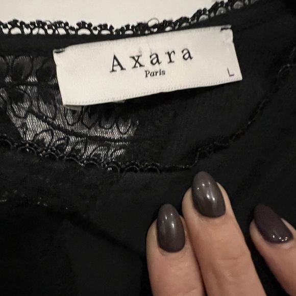 Axara Paris Short Sleeve Black Tunic with lace inlay size L - Picture 5 of 6